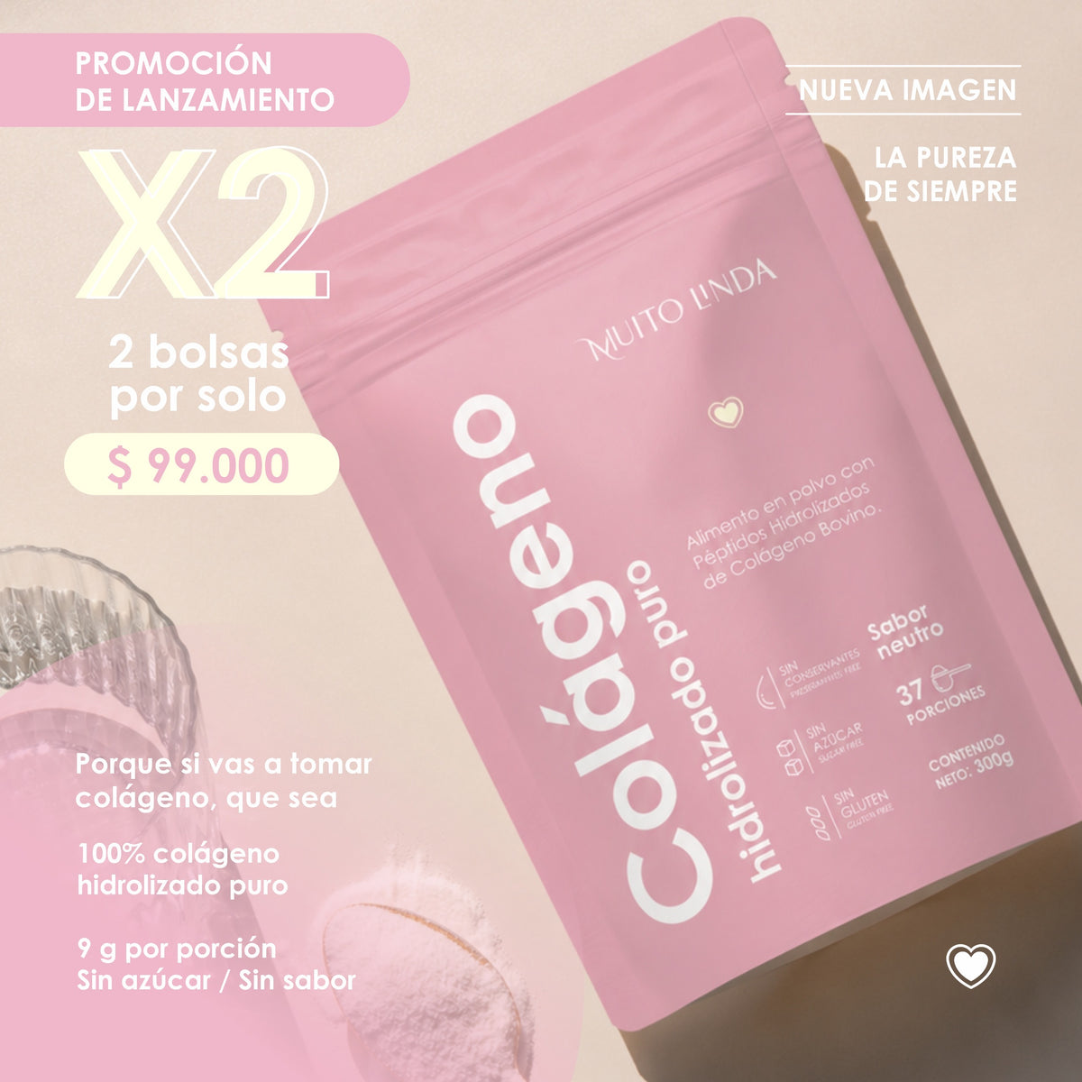 Promo dos bolsas de colágeno puro